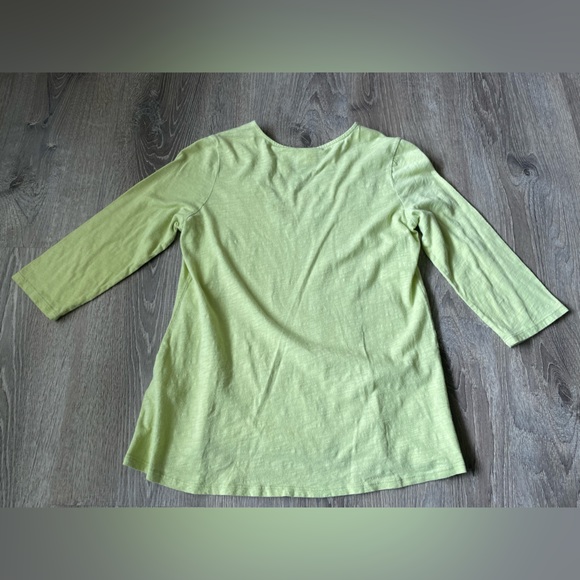 ZENERGY By Chico’s Lime Green Crochet Womens Size 0 Half Sleeve Tee Shirt - Picture 4 of 4